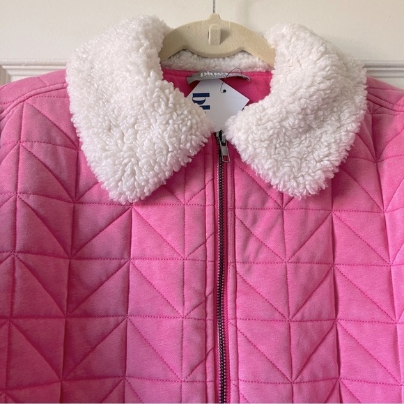 New Blue B Collection Quilted Winter Jacket Oversized Women S Full Zip Pink - Picture 5 of 13